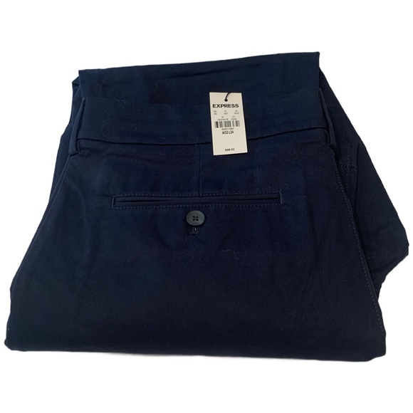 SOLD - $88 Express Athletic Slim Hyper Stretch Chino Navy NWT Size 33x34 Pants - Picture 3 of 7